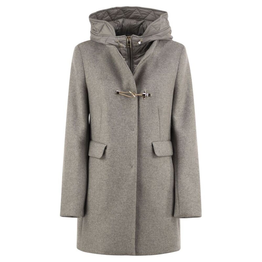 Fay Women Wool-Blend Coat With Padded Bib And Hood